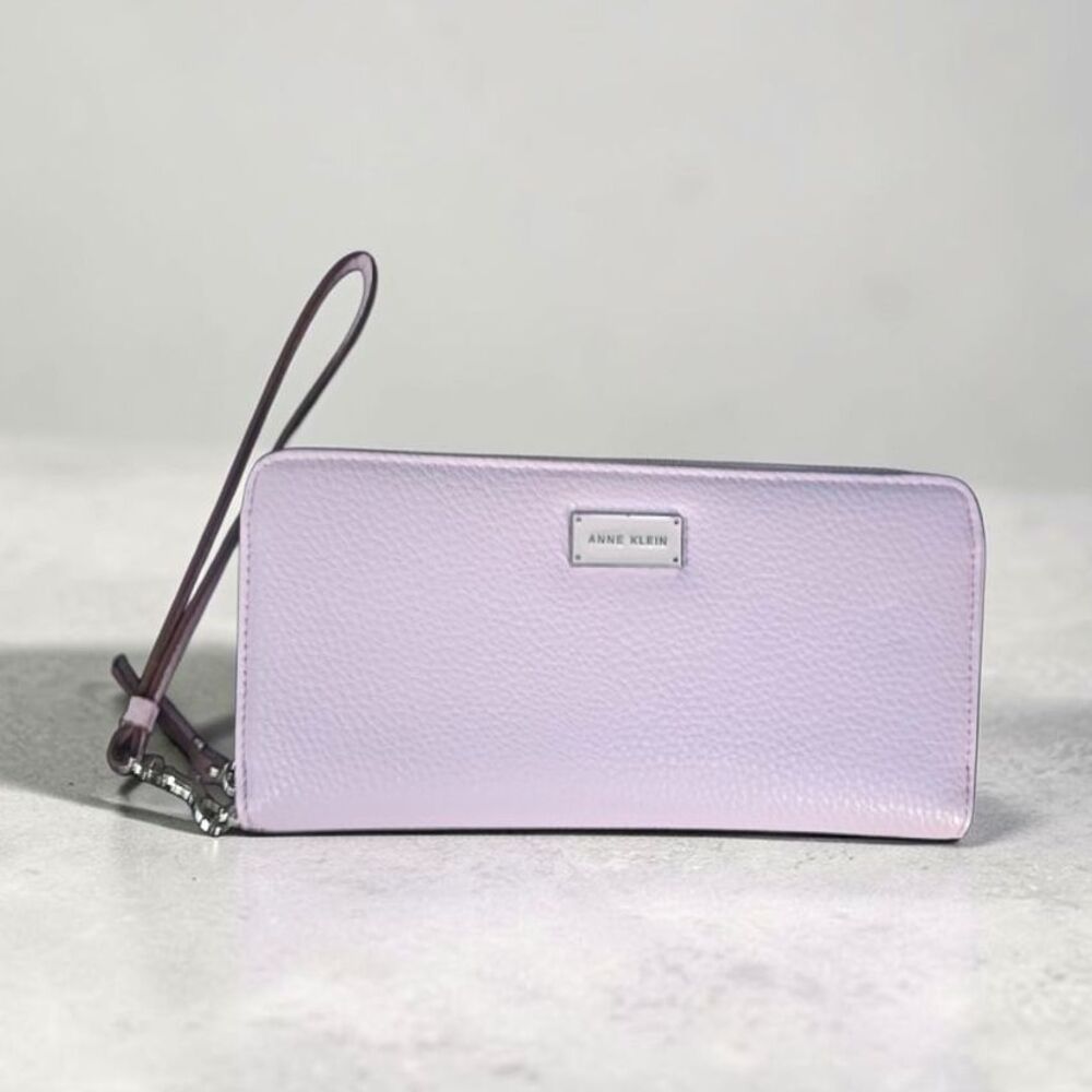Anne Klein Purple Zip-Around Wristlet Wallet w/ Logo, Credit Card, Folding